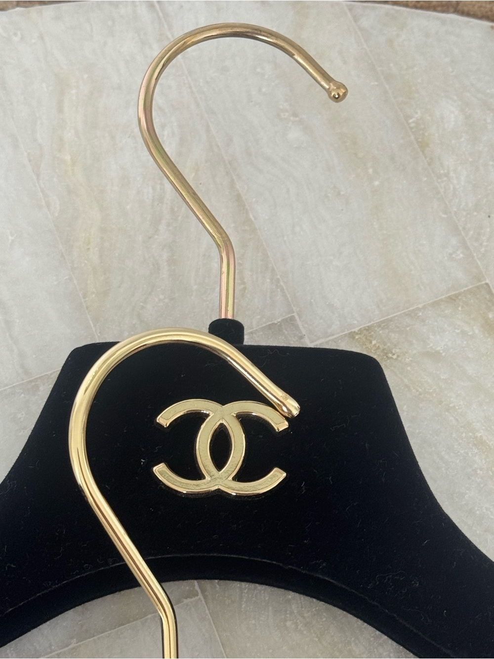 CHANEL Black Velvet Hangers with Gold CC Emblems - Set of 3 - Picture 3 of 5